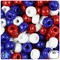 BeadTin Patriotic Mix Opaque 11mm Large Barrel Plastic Pony Beads (250pcs)